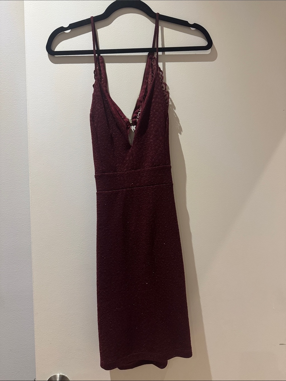 Windsor Burgundy Midi Slip Dress with Lace Trim